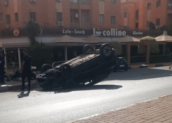 السرعة المفرطة تتسبب في انقلاب سيارة بمراكش