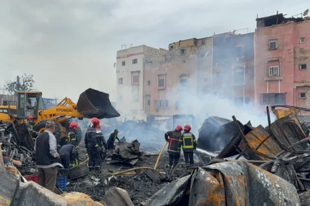 حريق مهول يأتي على سوق “المسيرة” بالدار البيضاء